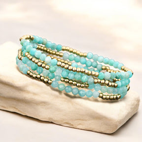 Conjunto de Pulseras de Amazonita Brillante