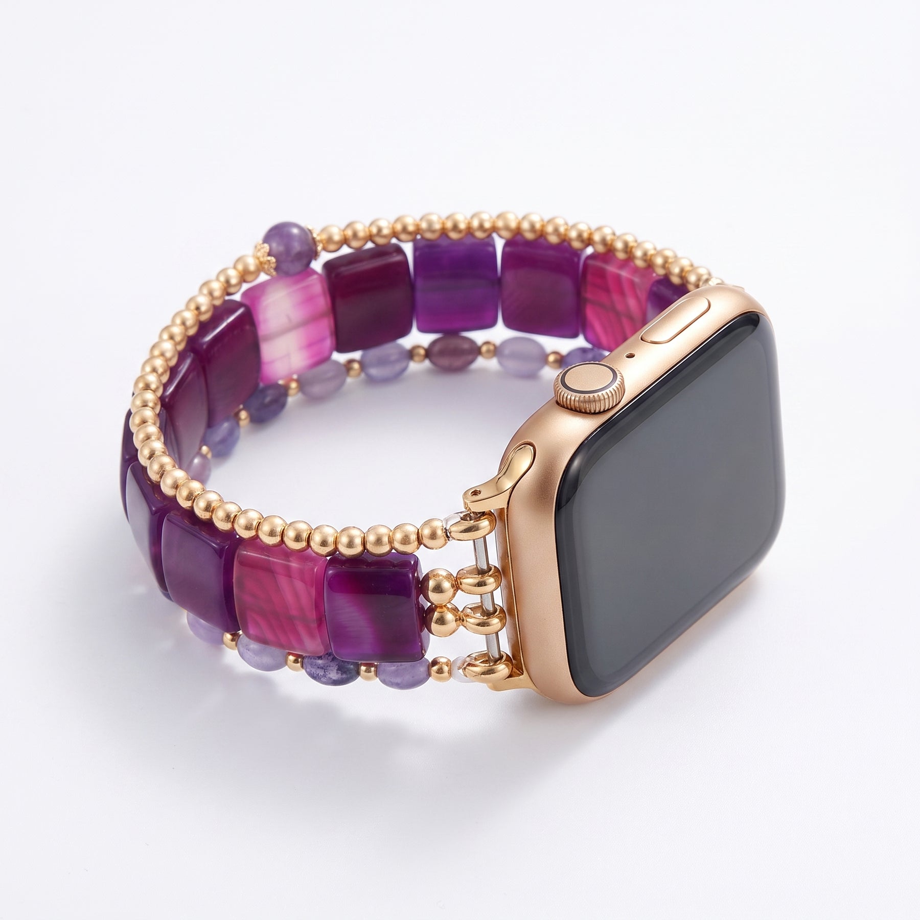 Correa elástica para Apple Watch Fierce Grace de ojo de tigre plateada