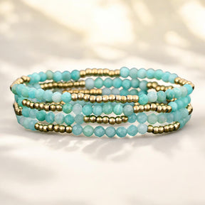 Conjunto de Pulseras de Amazonita Brillante