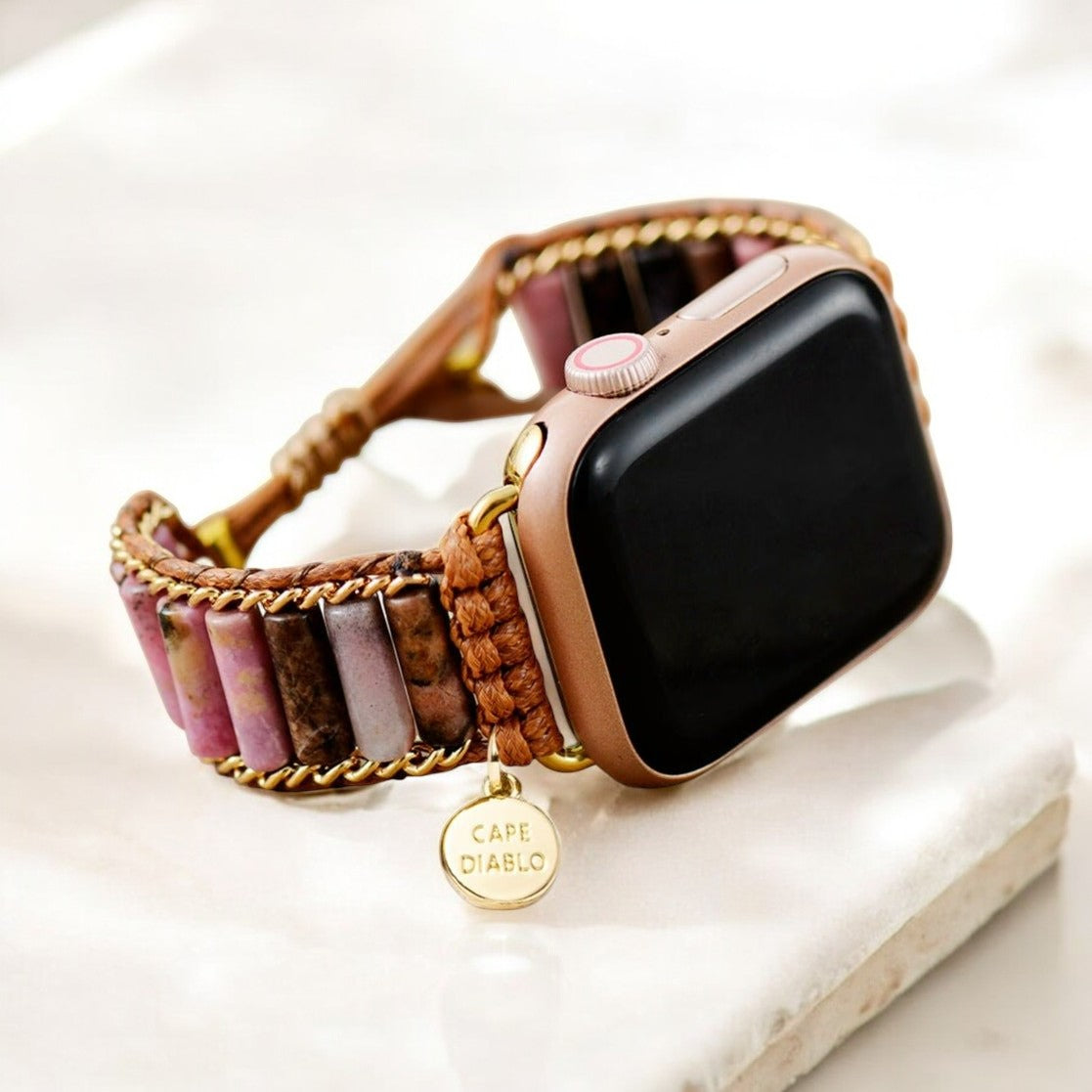 Correa Apple Watch con rodonita floreciente