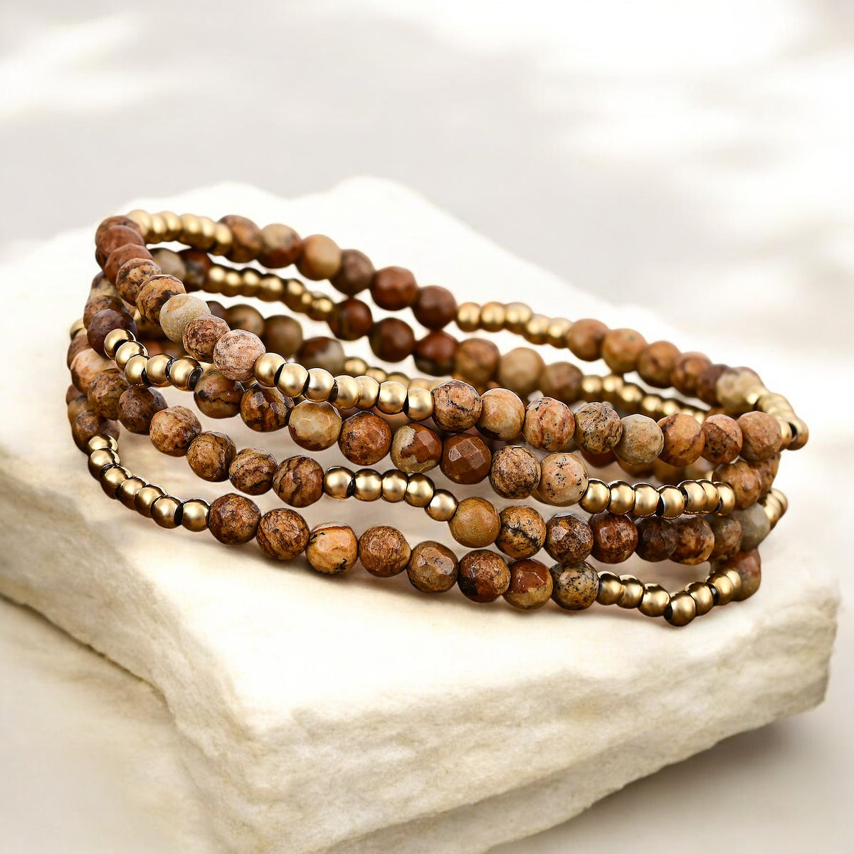 Conjunto de pulseras de jaspe Golden Earth