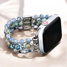 Correa artesanal de jaspe nómada elástica para Apple Watch