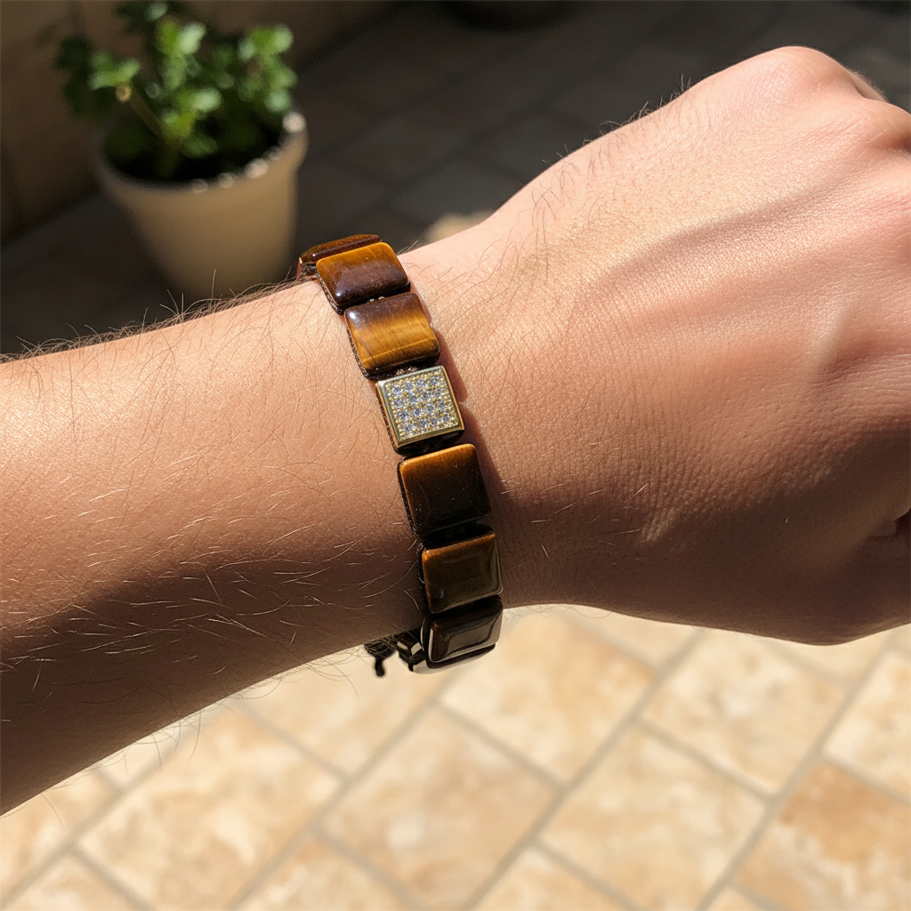 Pulsera roja de ojo de tigre para hombre