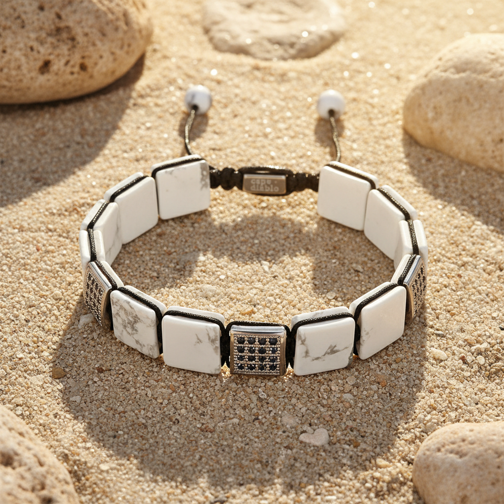 Pulsera blanca de turquesa para hombre