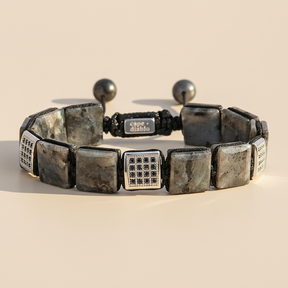 Pulsera negra de labradorita para hombre