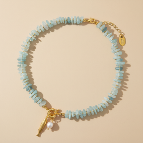Collar con colgante de perla aguamarina