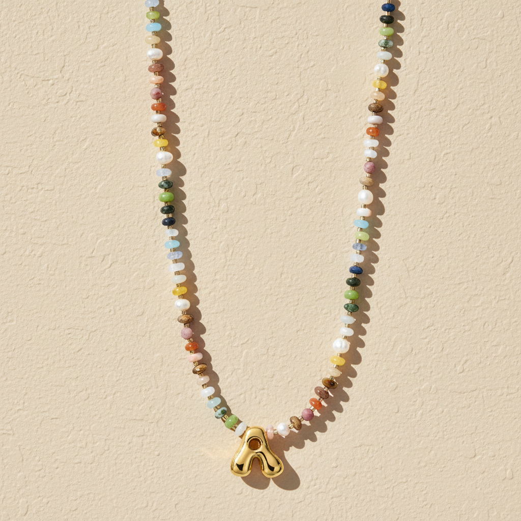Collar de letras burbuja multicolor