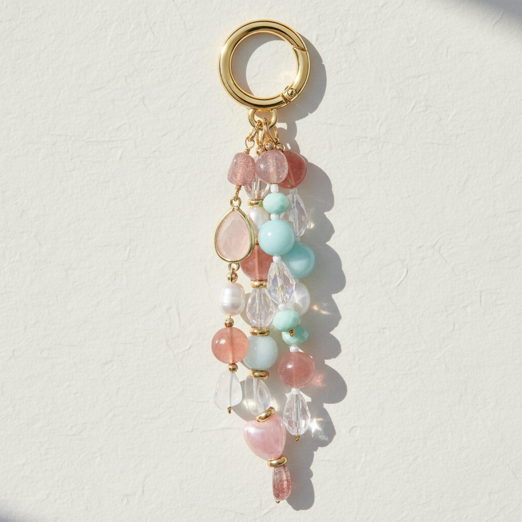 Charm para bolso Armonía de Cuarzo Rosa