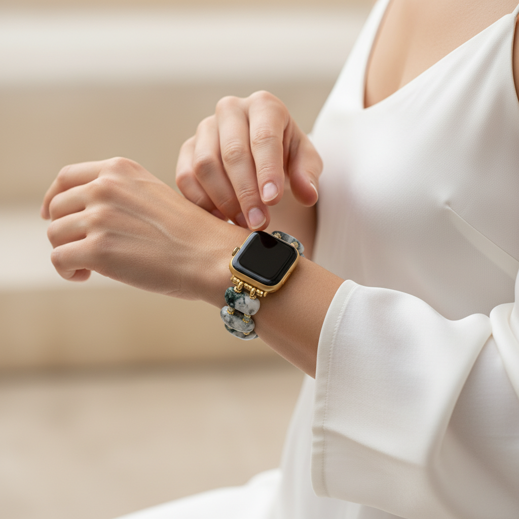 Correa elástica de tierra de ágata de bosque para Apple Watch