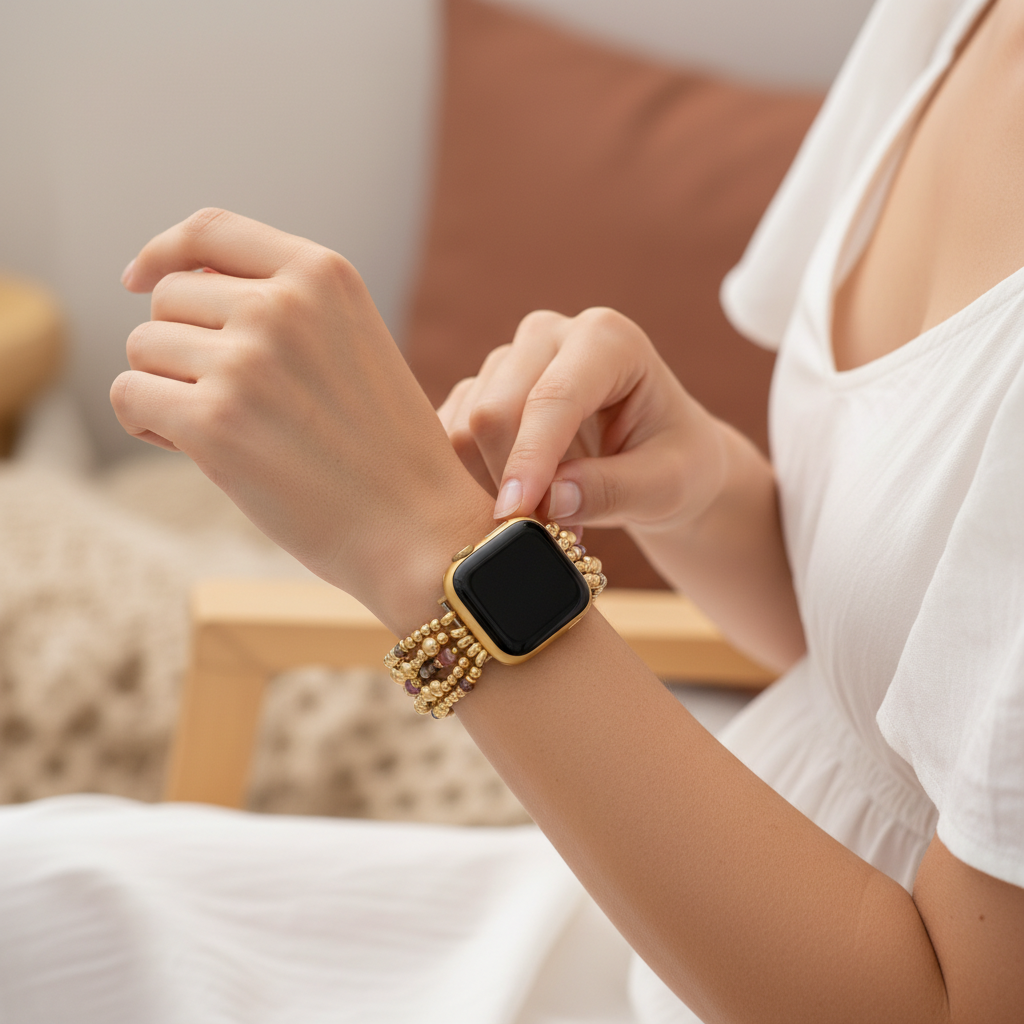 Correa elástica Apple Watch en tono rubor florido