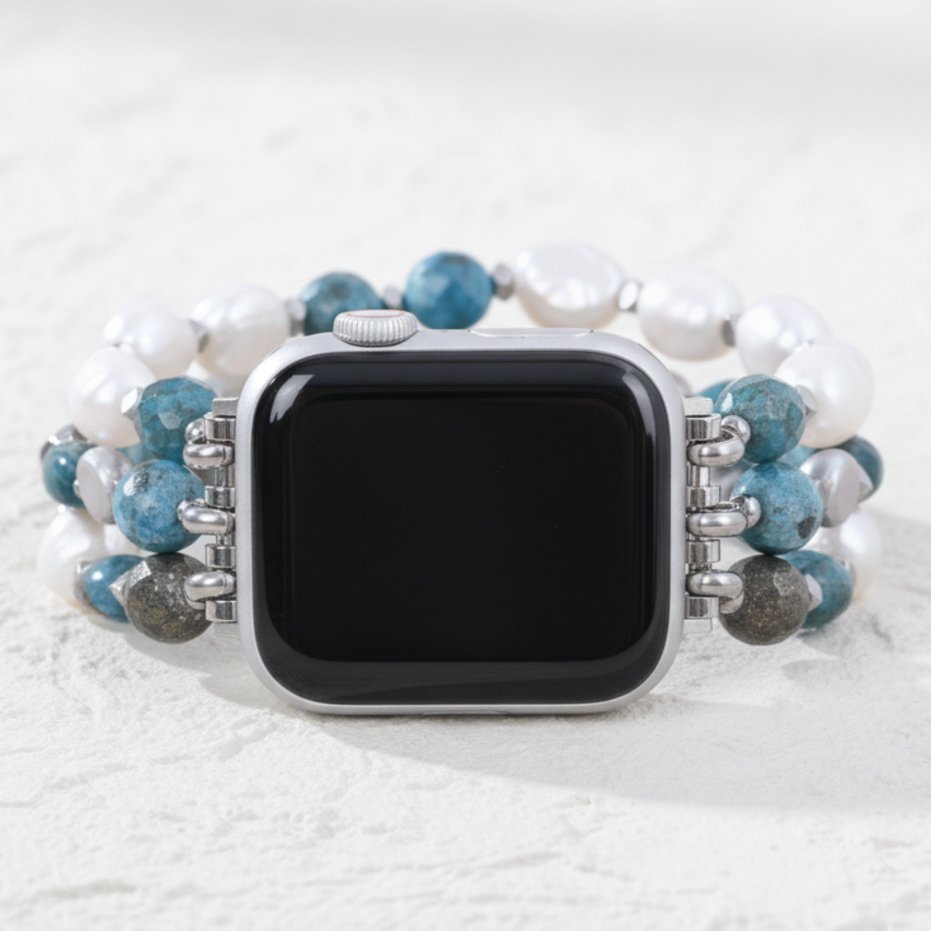Correa elástica negra platino para Apple Watch