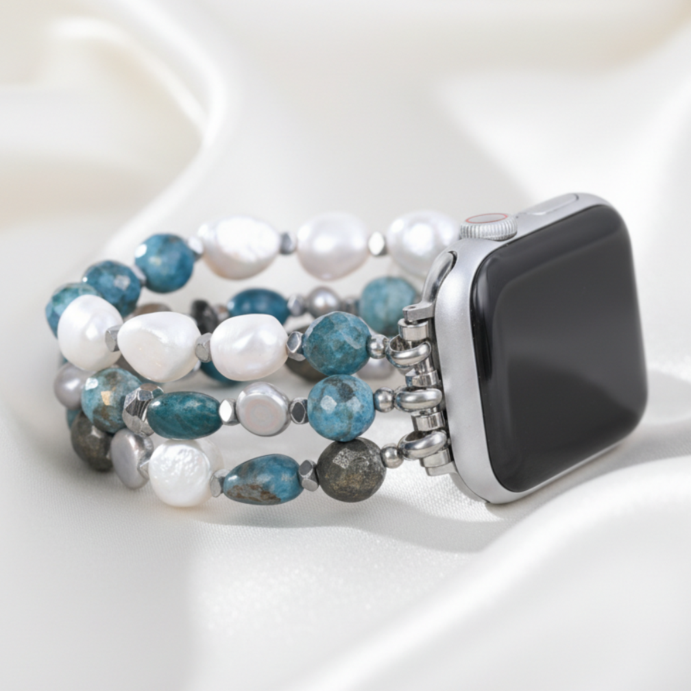 Correa elástica negra platino para Apple Watch