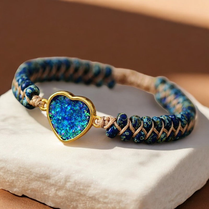 Pulsera de corazón de ópalo Amistad Eterna