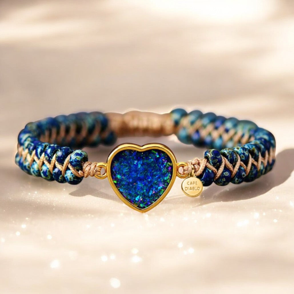 Pulsera de corazón de ópalo Amistad Eterna
