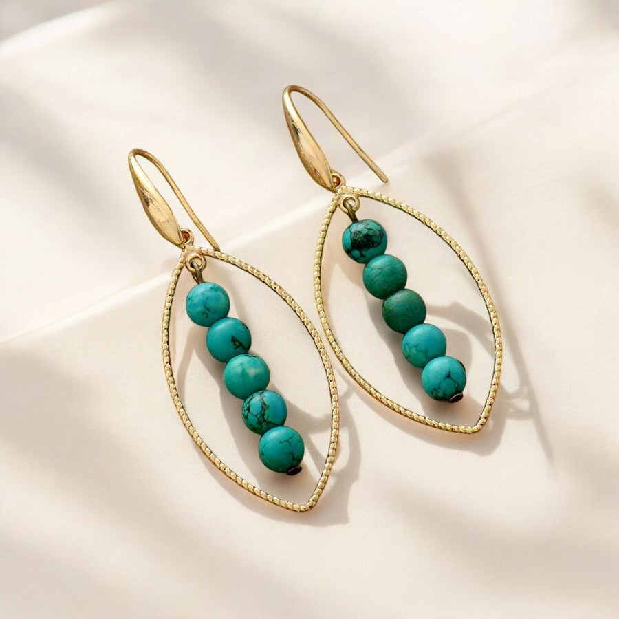 Pendientes Ovalados Oro Turquesa