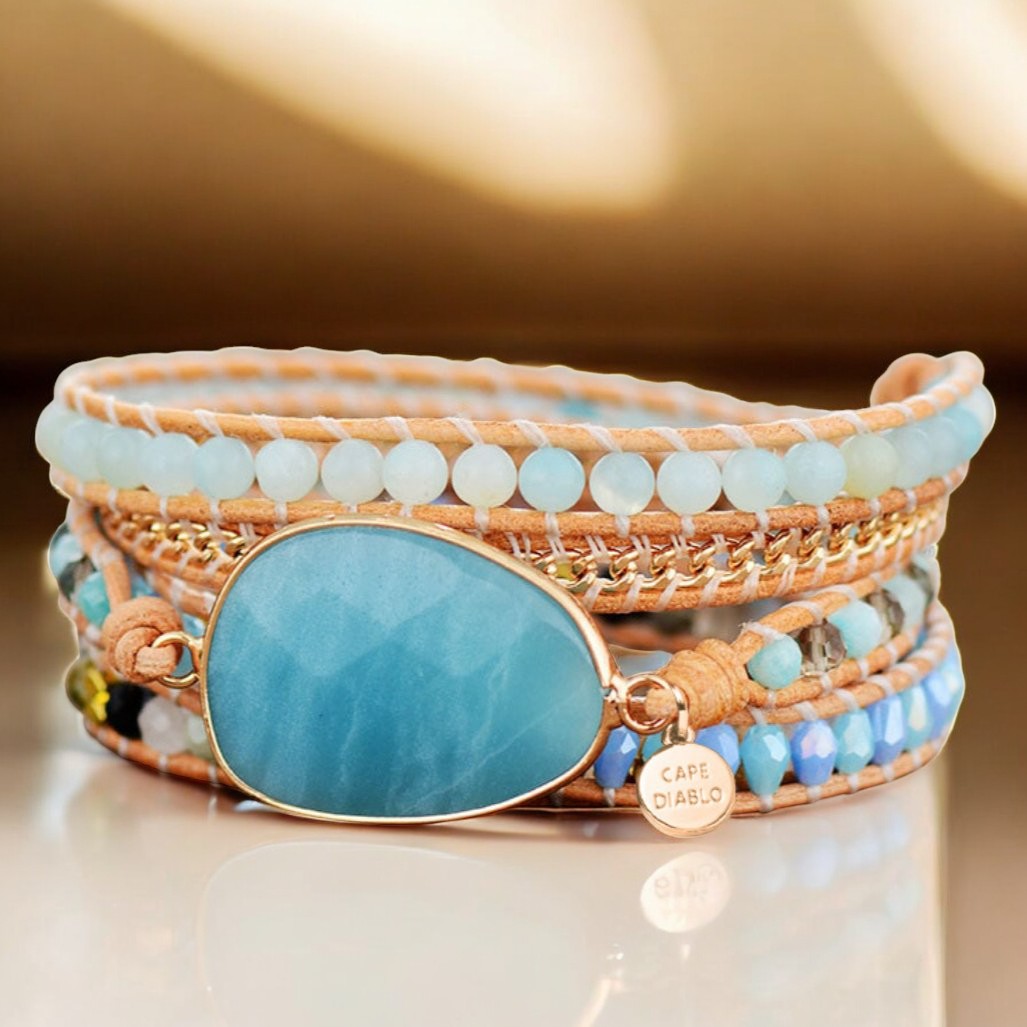 Pulsera envolvente de protección de amazonita curativa