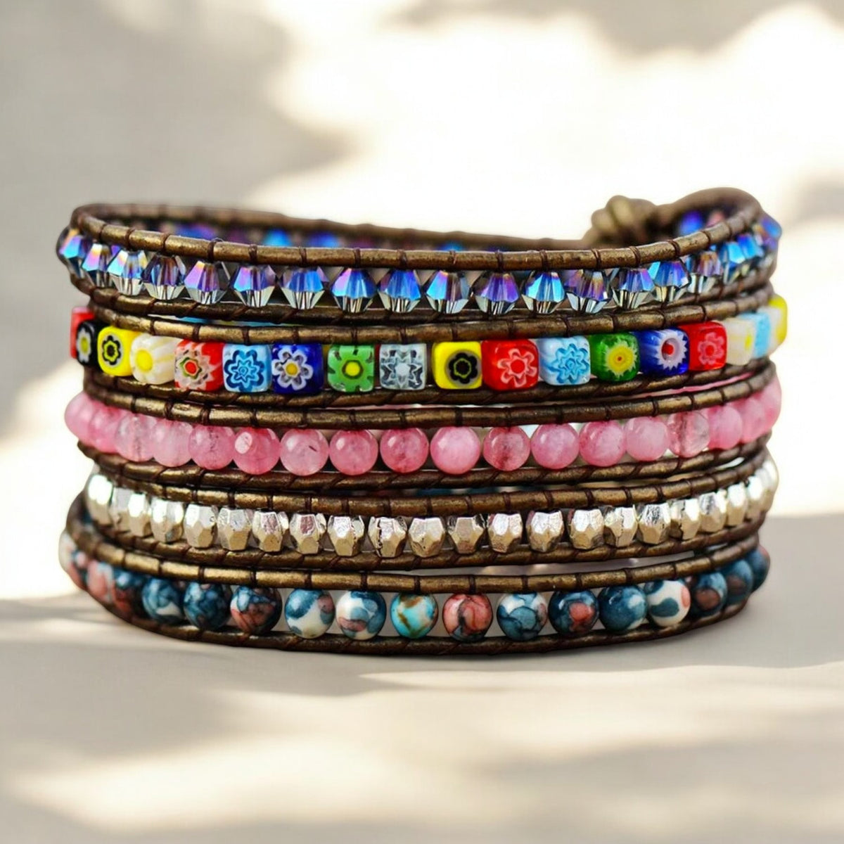 Pulsera envolvente de protección de flores curativas