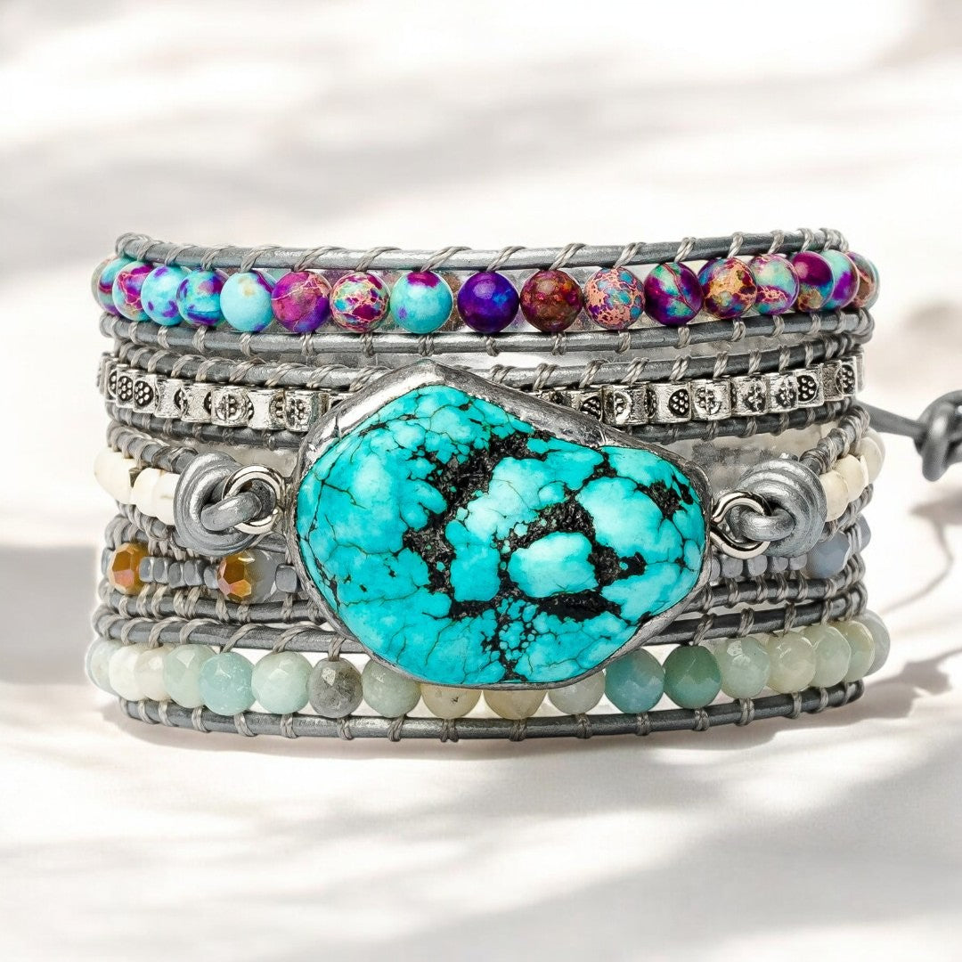 Pulsera envolvente de protección con turquesa curativa