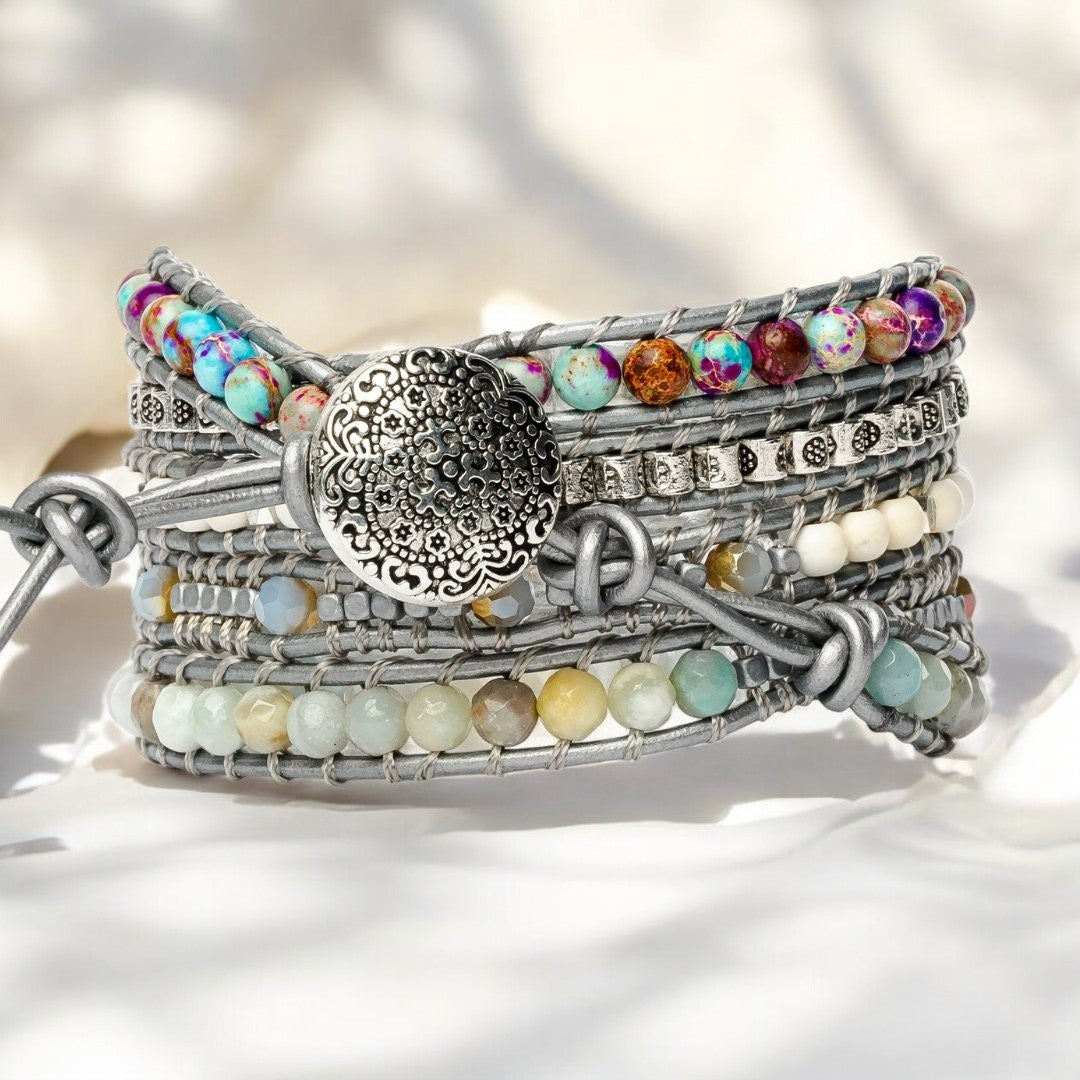 Pulsera envolvente de protección con turquesa curativa
