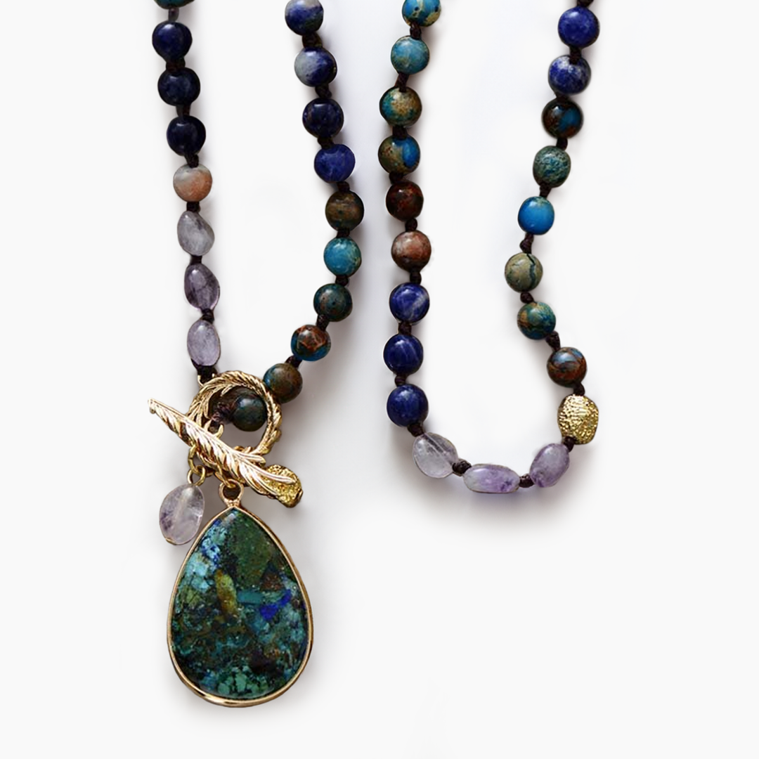 Collar con colgante de lágrima de amatista curativa