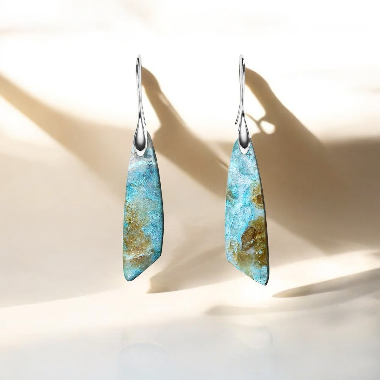 Pendientes de gancho de amazonita celestial