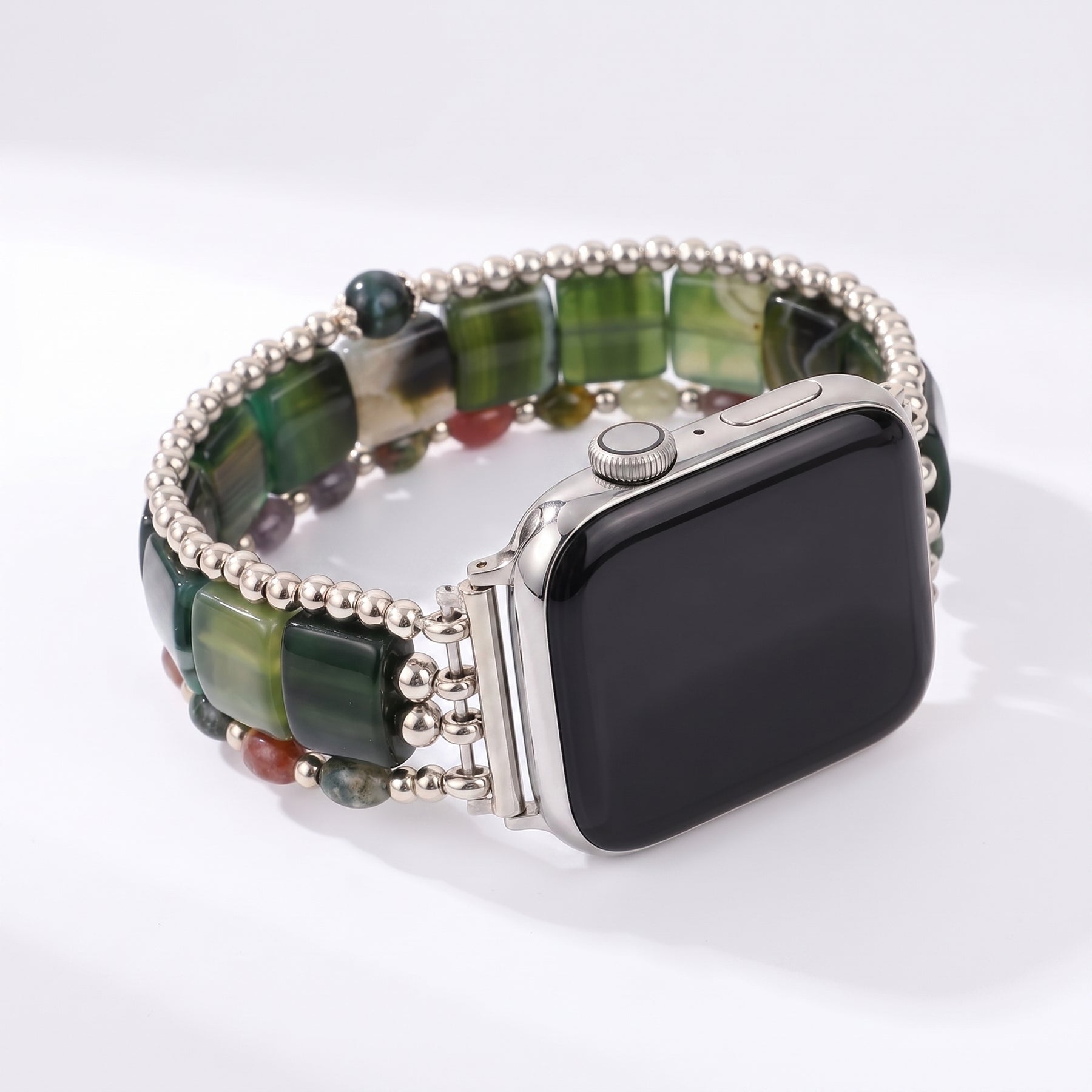 Correa elástica para Apple Watch Fierce Grace de ojo de tigre plateada