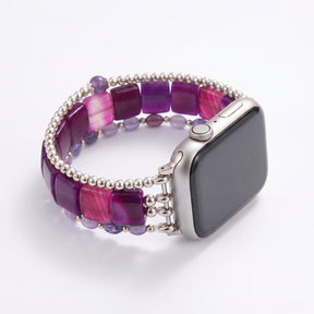 Correa elástica para Apple Watch Fierce Grace de ojo de tigre plateada