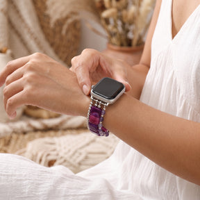 Correa elástica para Apple Watch Fierce Grace de ojo de tigre plateada