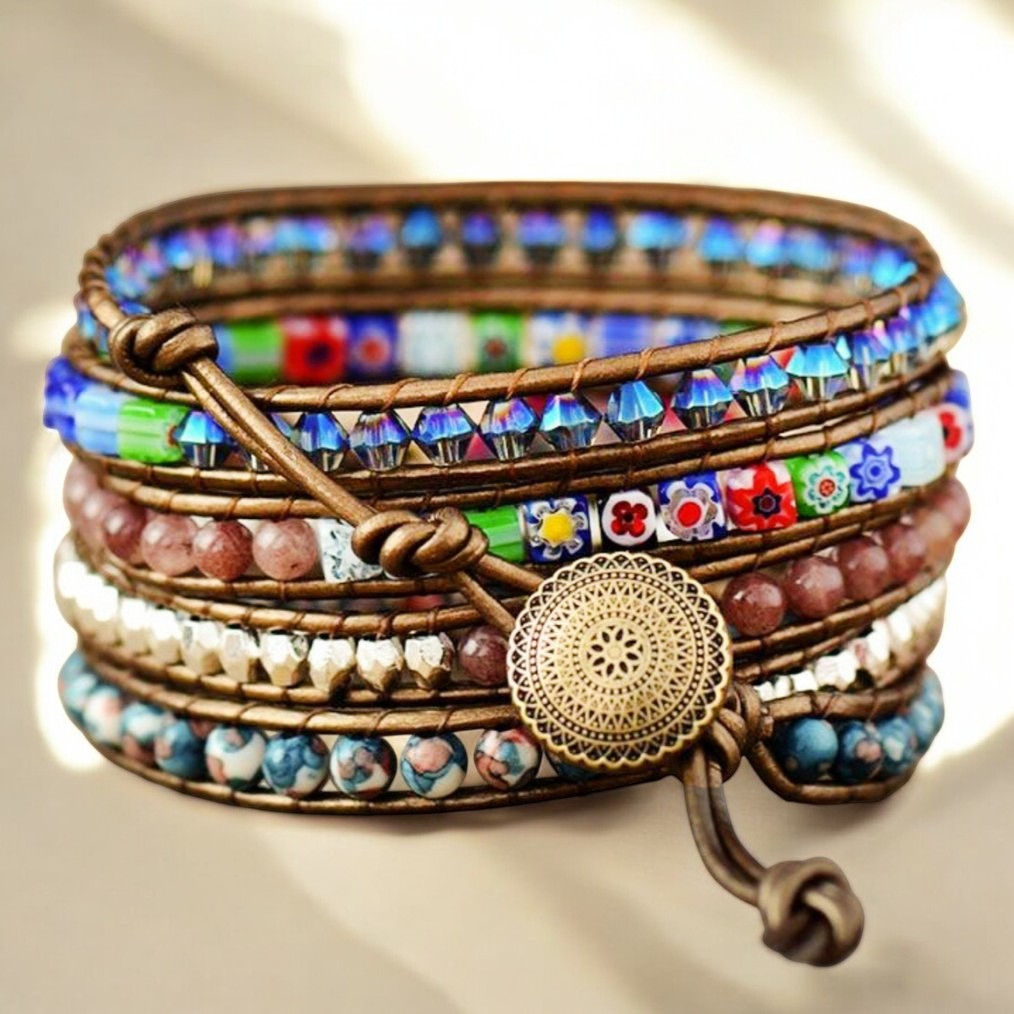 Pulsera envolvente de protección floral imperial