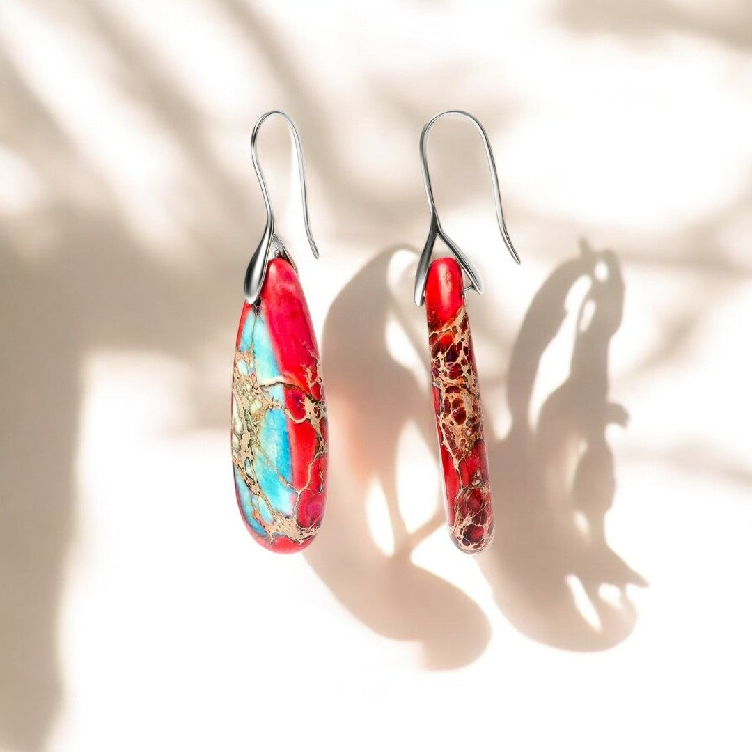 Pendientes de lágrima de jaspe imperial