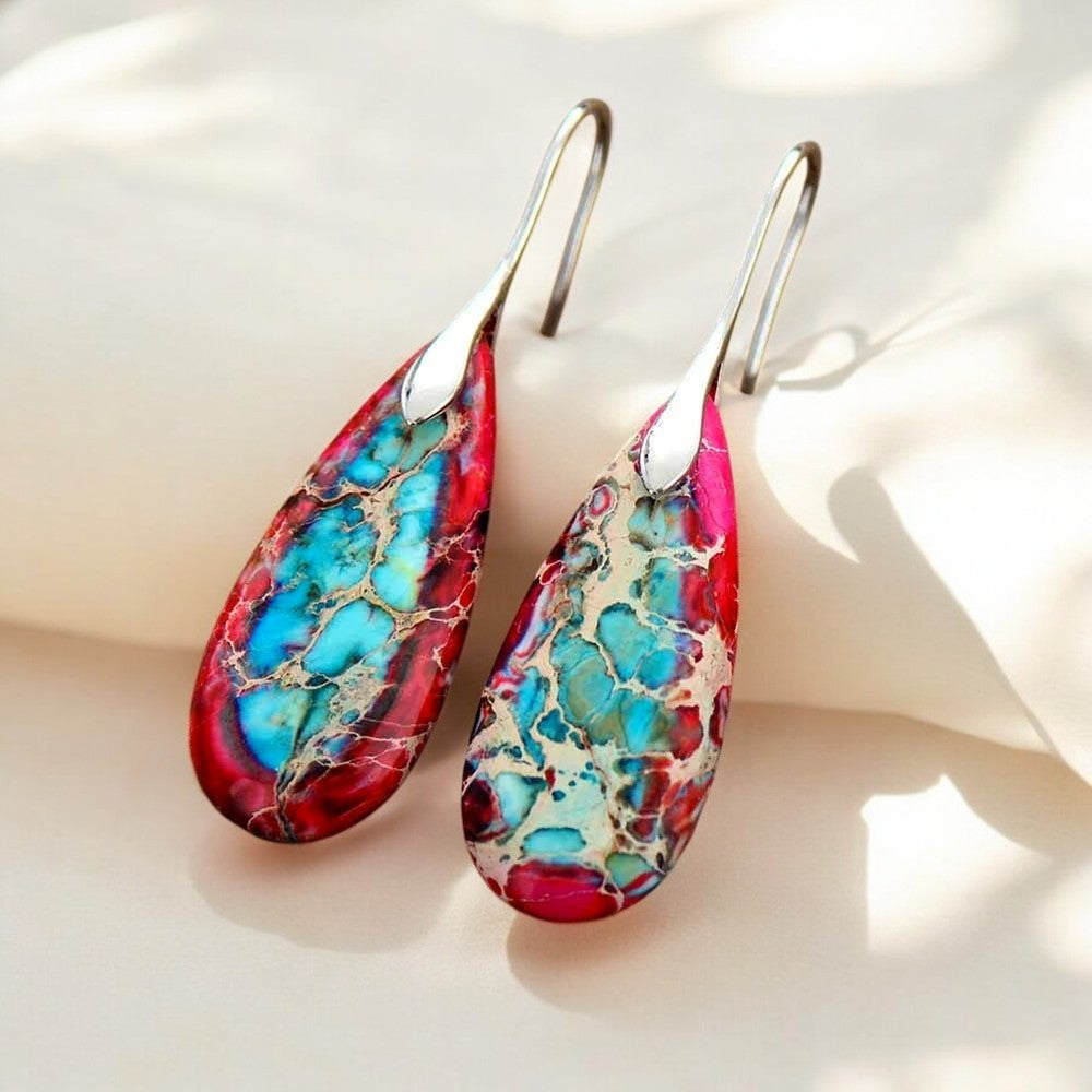 Pendientes de lágrima de jaspe imperial