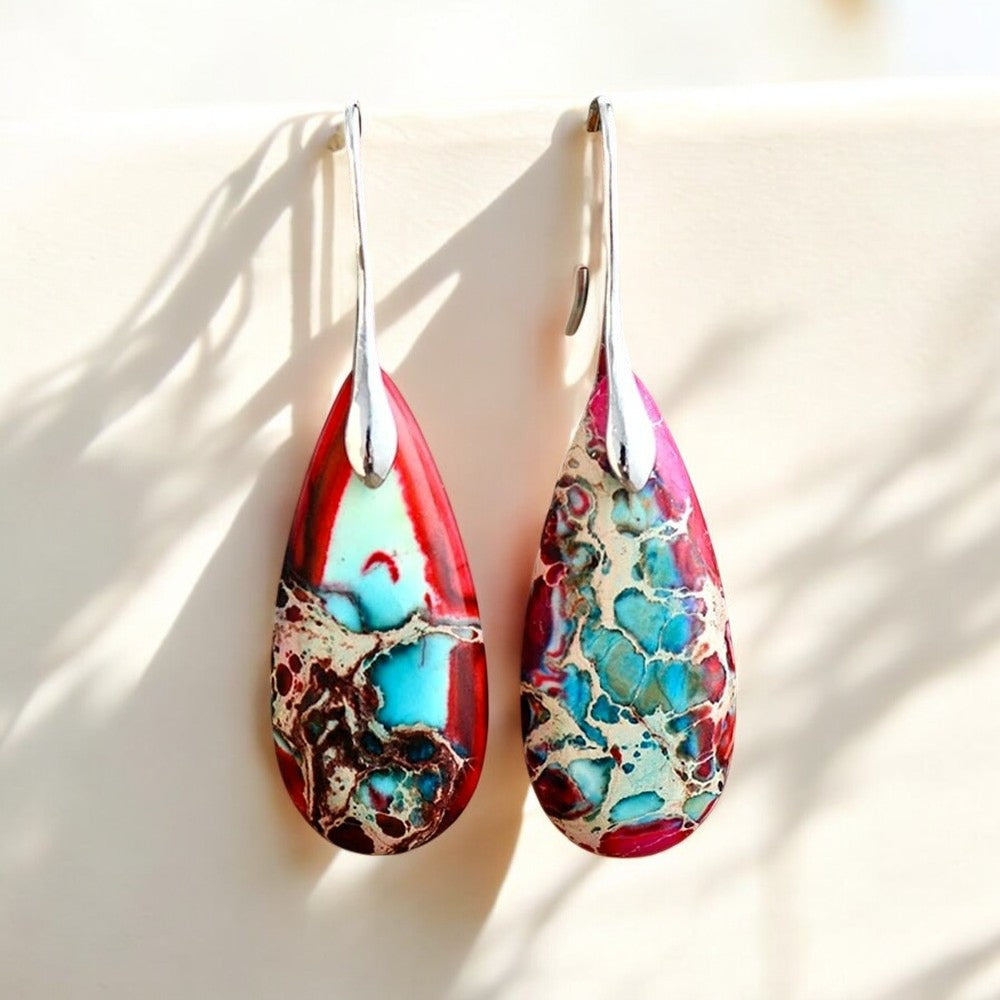 Pendientes de lágrima de jaspe imperial