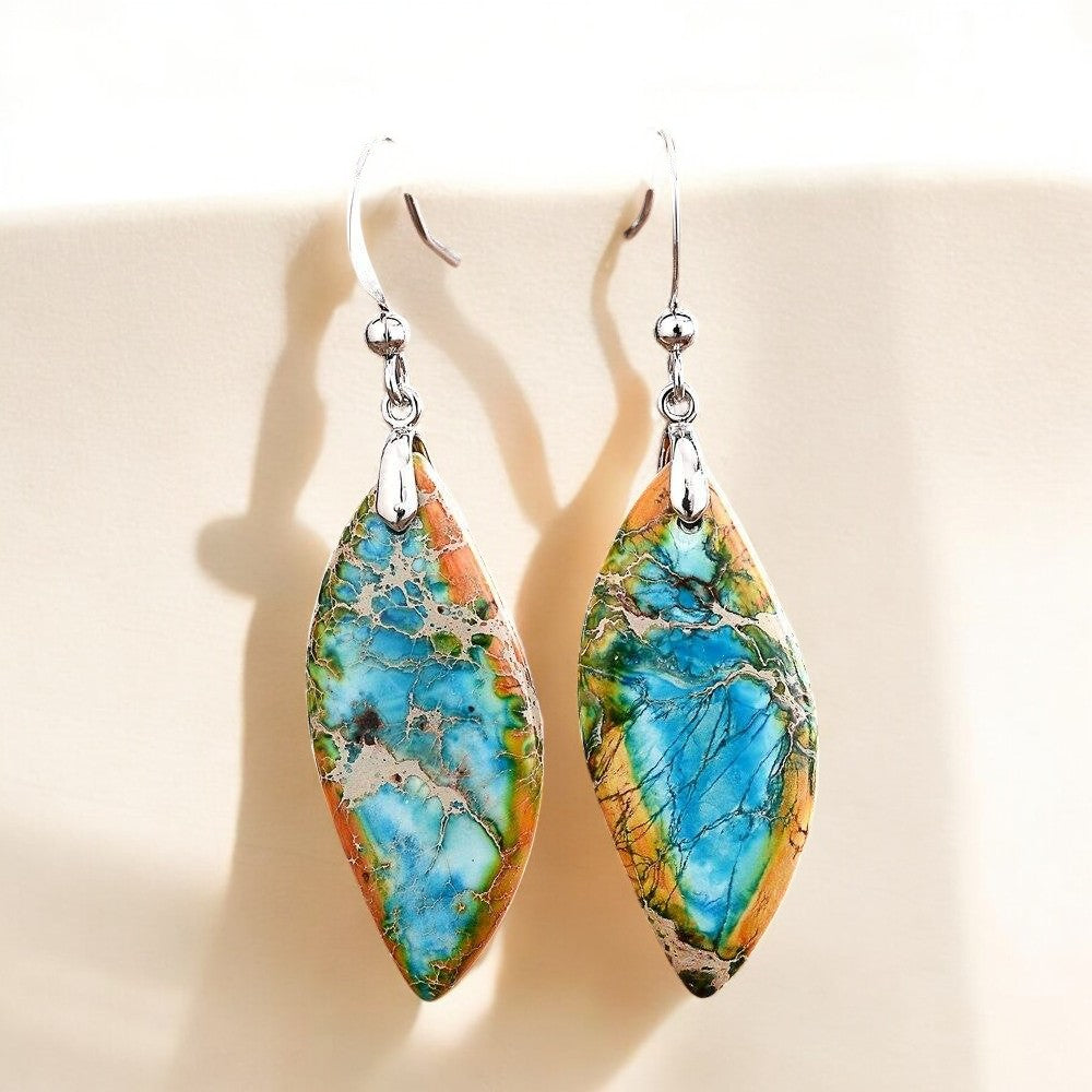 Pendientes Colgantes de Hoja de Jaspe
