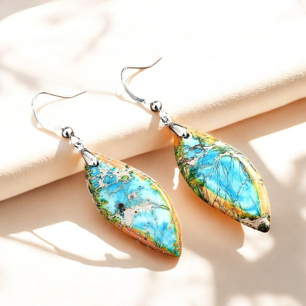 Pendientes Colgantes de Hoja de Jaspe