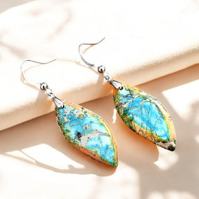 Pendientes Colgantes de Hoja de Jaspe