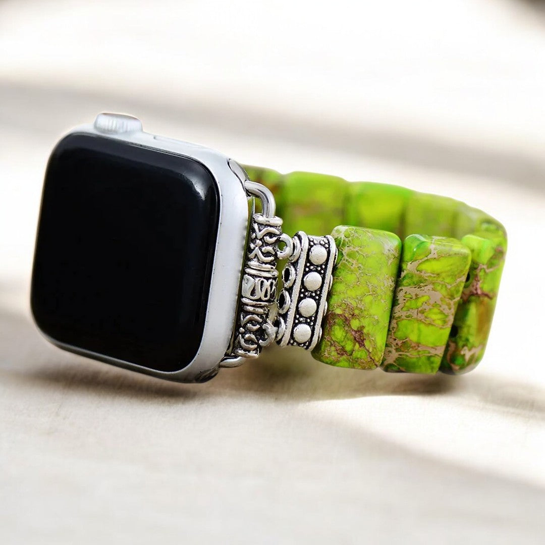 Correa elástica para Apple Watch de jaspe tibetano color lima