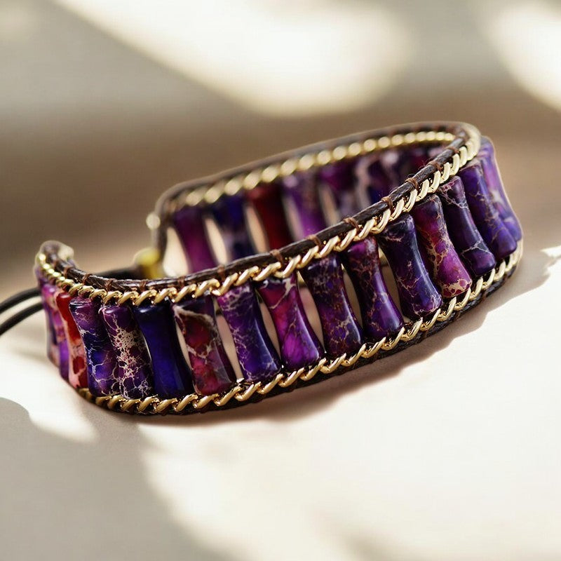 Pulsera mágica de energía de jaspe morado