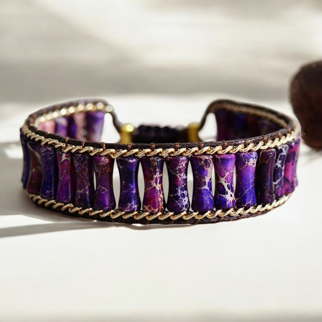 Pulsera de energía de jaspe púrpura mágico