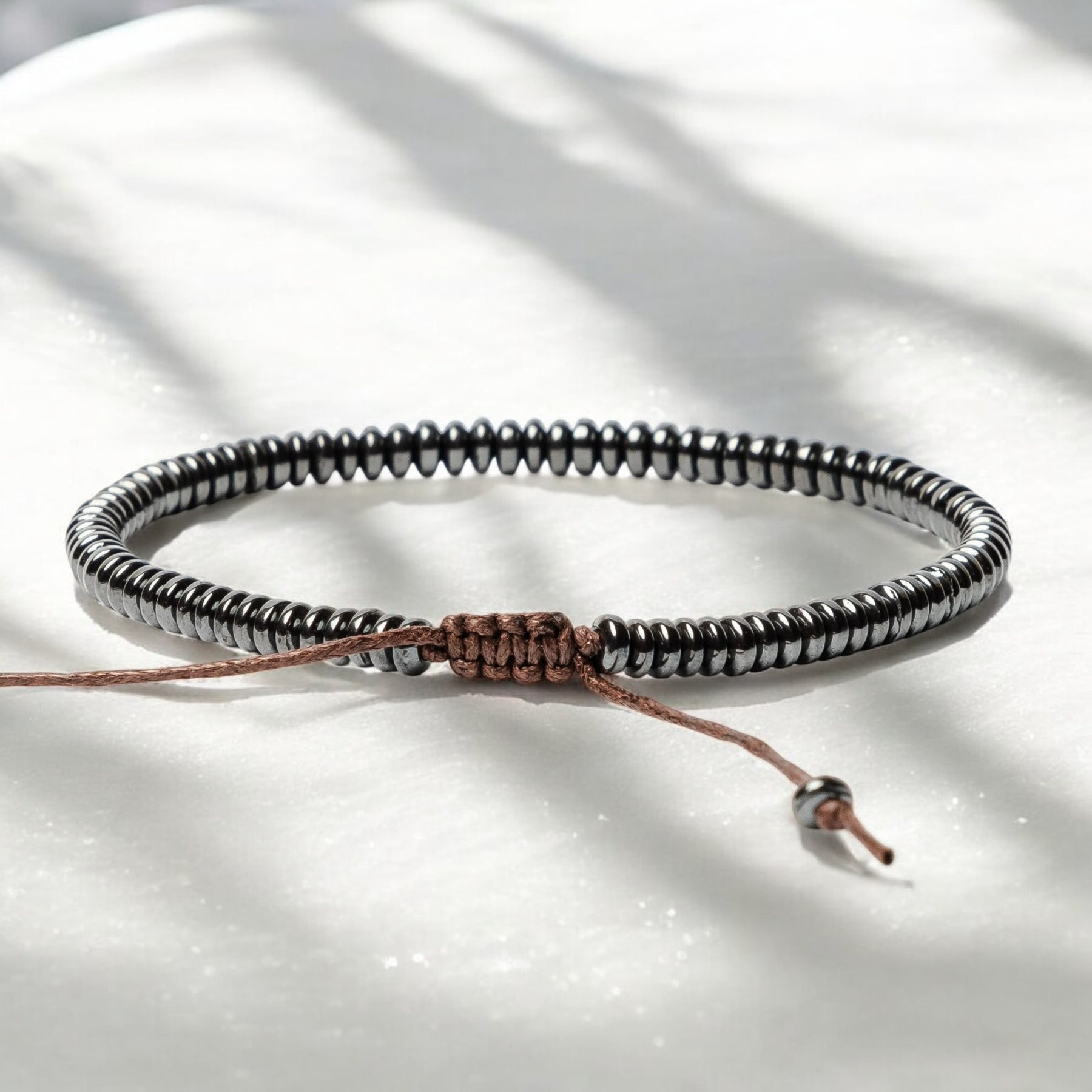 Pulsera de piedra hematita para hombres
