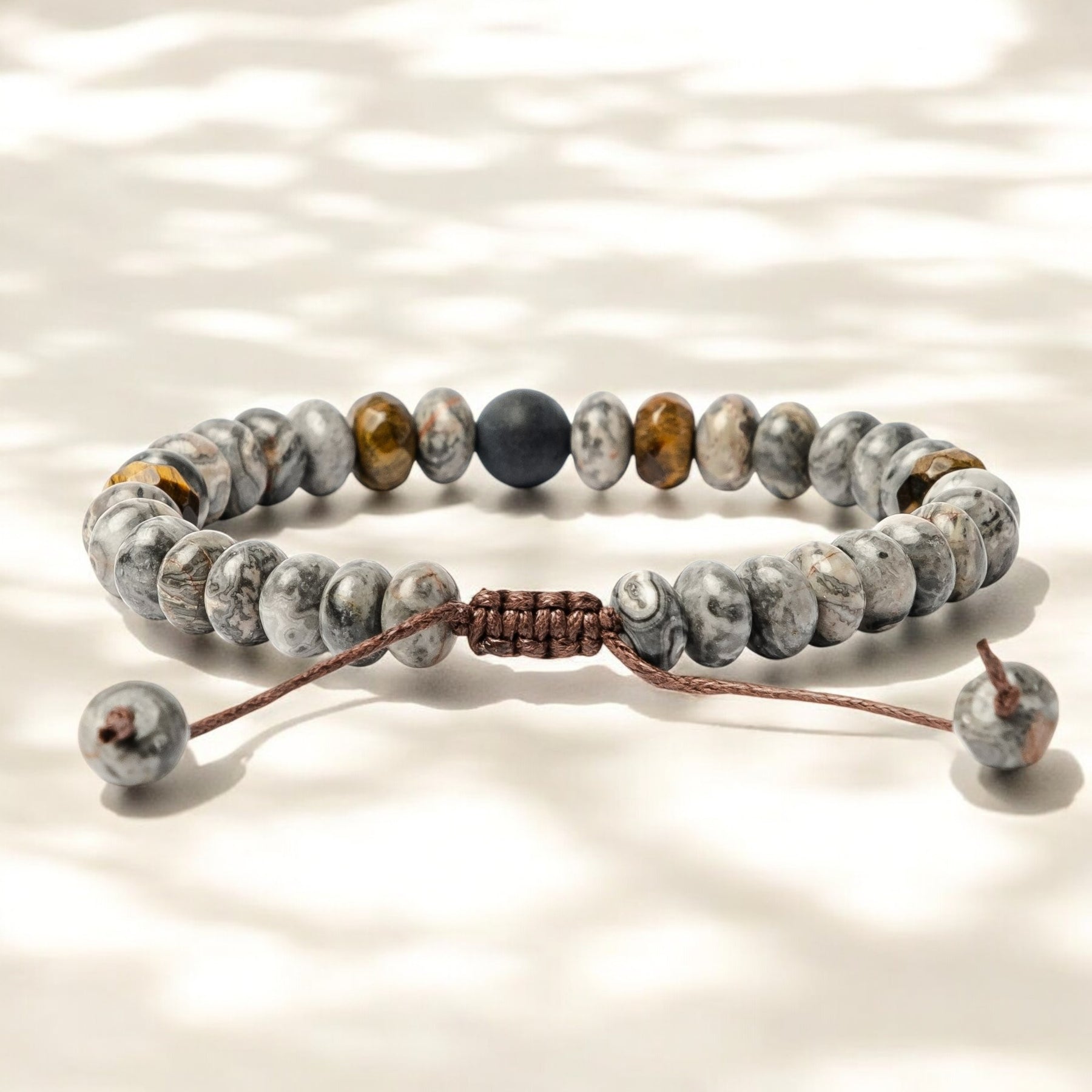 Pulsera para hombre de jaspe y ojo de tigre