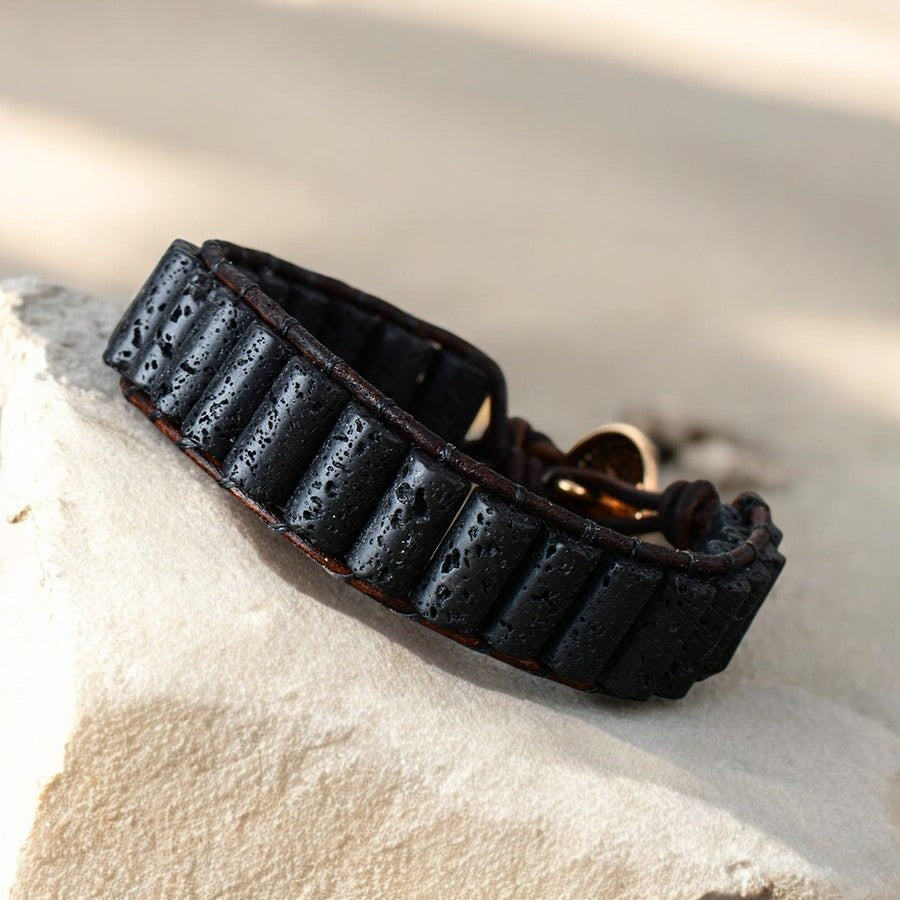 Pulsera de piedra de lava para hombres