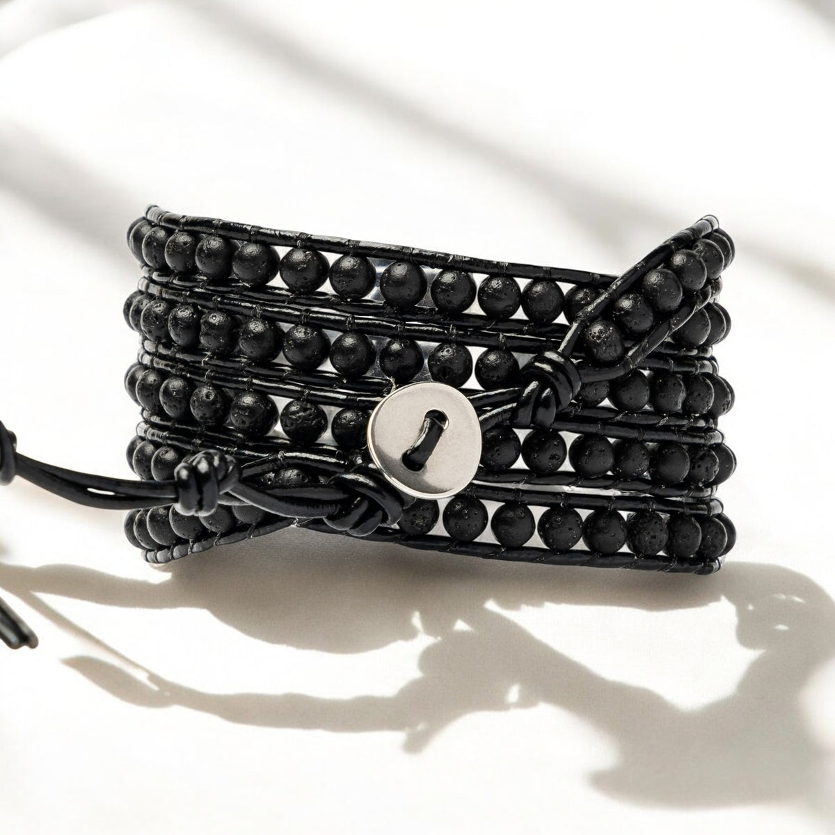 Pulsera envolvente de piedra de lava para hombre