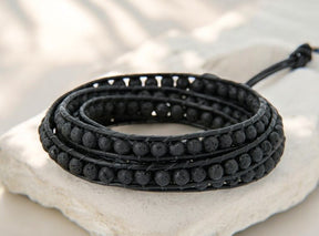 Pulsera Envueltada de Piedra de Lava para Hombre