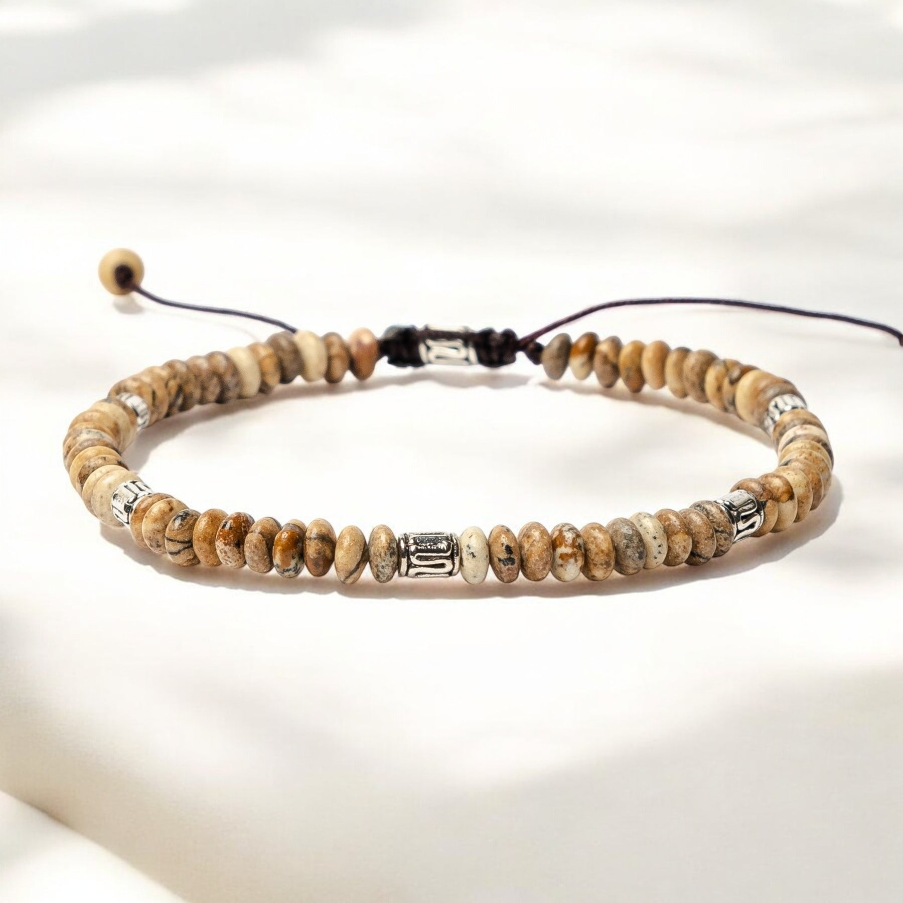 Pulsera de jaspe tibetano para hombre