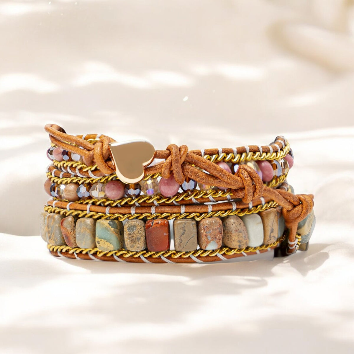 Pulsera envolvente de protección de amor de Rodonita